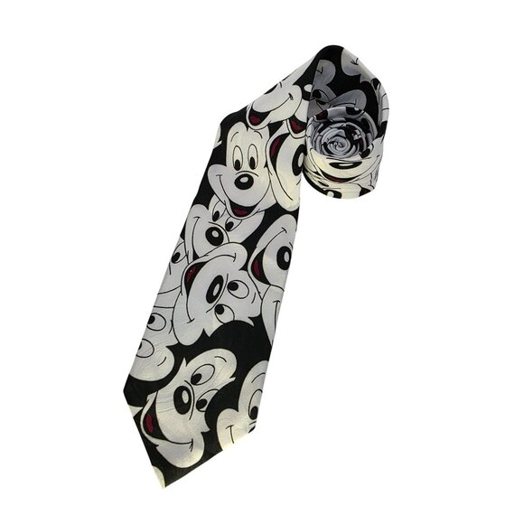 Disney Mickey Mouse Neck Tie By Balancine Inc 100% Polyester Black & White Carto - Picture 1 of 7